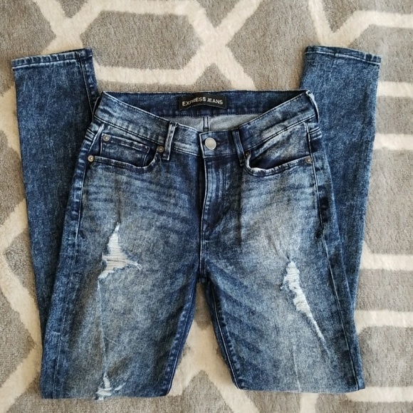 Express Denim - Acid wash distressed skinny jeans